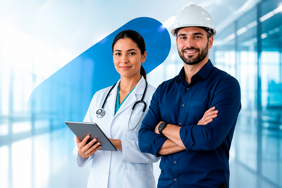 Equipe CLIASO — médica do trabalho e engenheiro de segurança